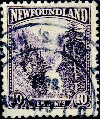Ньюфаундленд 1923 год . Река Хамбер, ущелье , 10 с . Каталог 11,0 фунтов.